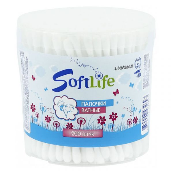 Cotton buds SoftLife round jar 200 pcs.